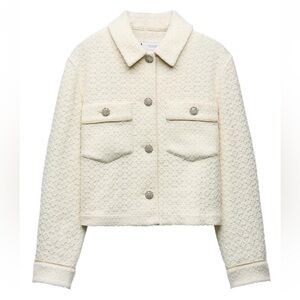 ZARA JEWEL BUTTON CROPPED JACKET